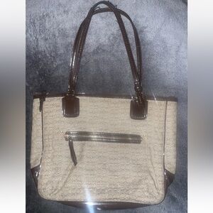 Coach Poppy Signature C Oxford Tote Khaki/ Mahogany Jacquard Classic